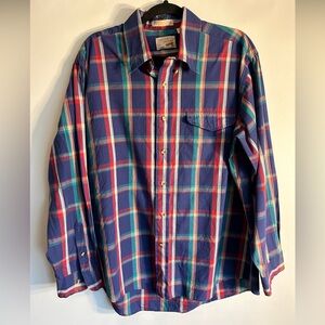 THE FOX COLLECTION VINTAGE COTTON BLEND PLAID LONG SLEEVES MEN’S SHIRT SIZE XL